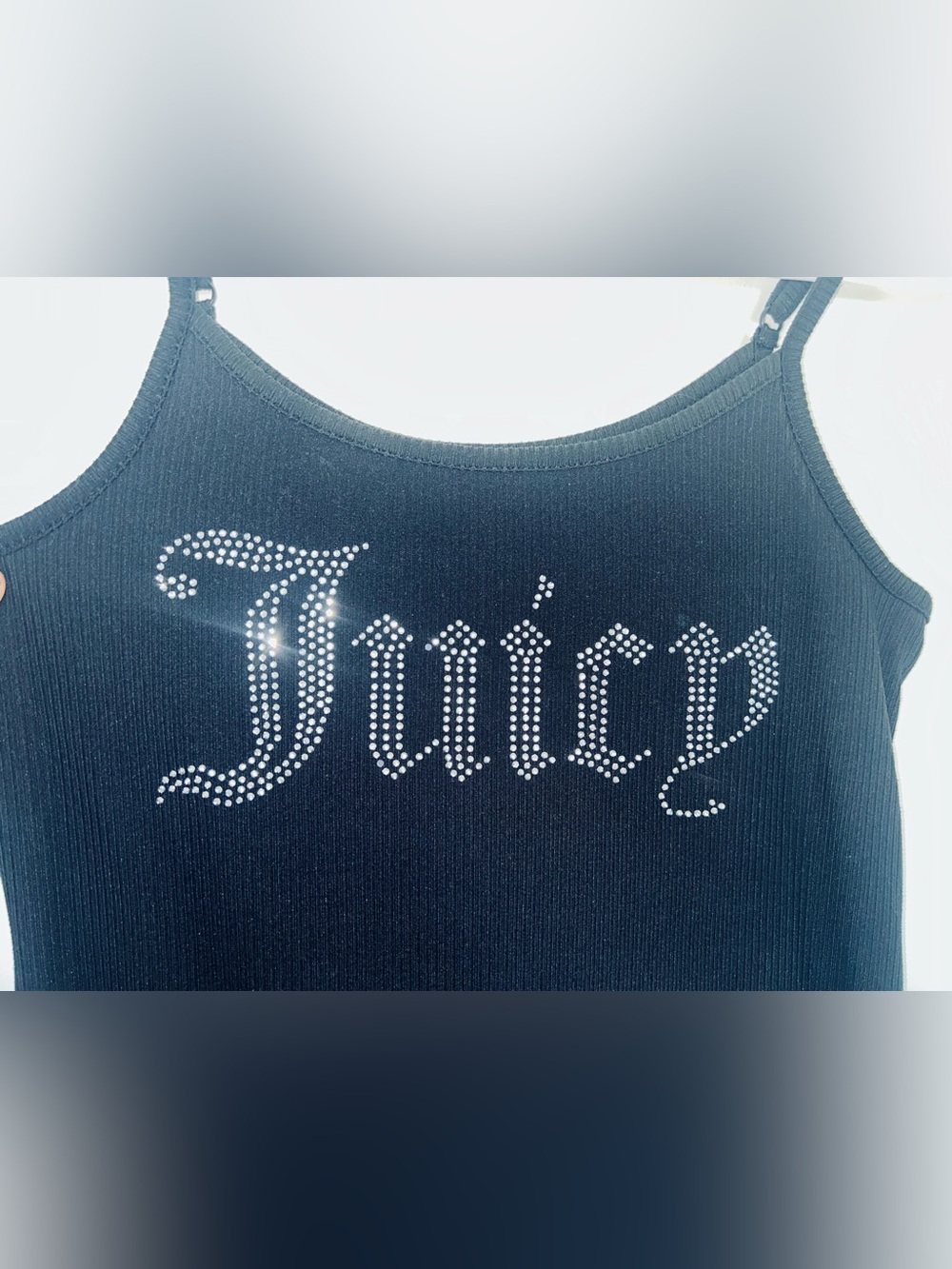 Juicy Couture Black Ribbed Sleepwear Dress with Rhinestone Logo Size Small - Picture 2 of 8